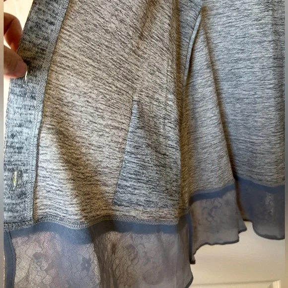 LOGO Lori Goldstein Button Up Lace Trim V-neck Sweater Vest, Women’s, Lg, Gray - Picture 11 of 16